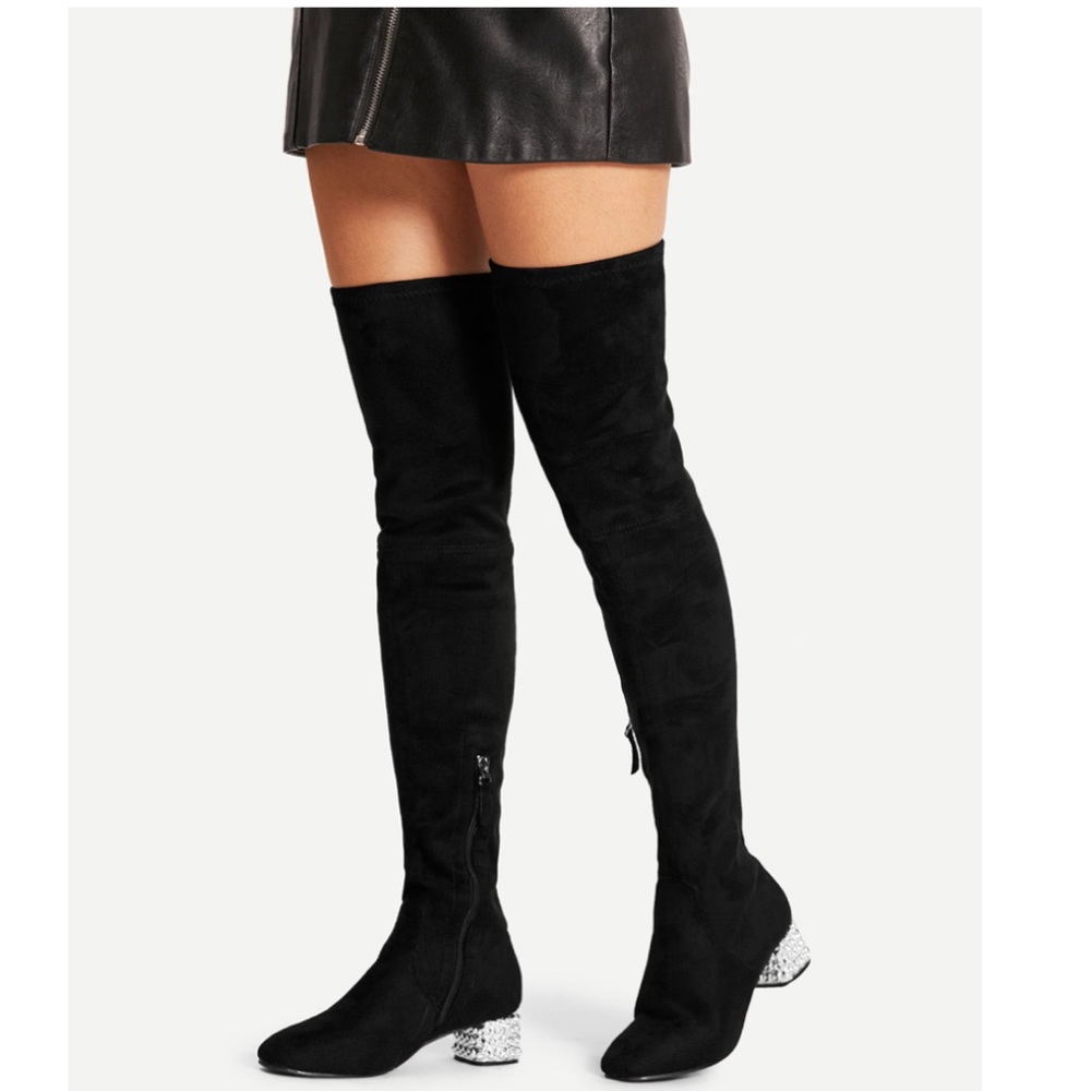 Shein Black Thigh high suede boot